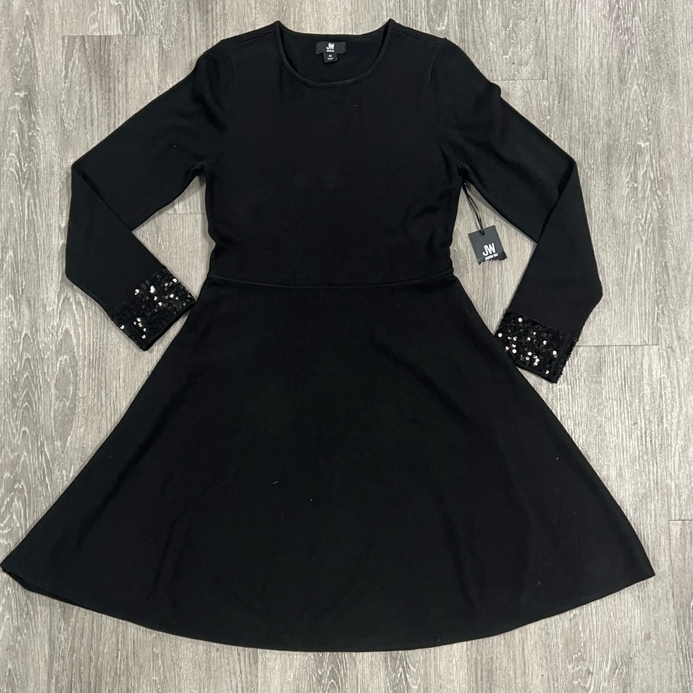 Jason Wu Womens A-Line Sweater Dress Sequin Cuffs Long Sleeve Medium NWT